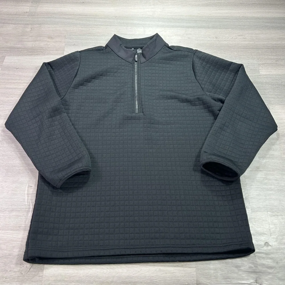 Adidas Sweatshirt Mens XL Black 1/4 Zip Mock Neck Golf Fleece Pullover